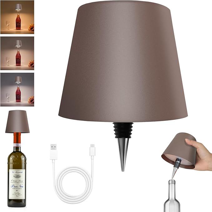 2025 New Wireless Bottle Lamp - LED Bottle Lights for Liquor & Wine Bottles, Cordless Lampshade, Whiskey Bottle Top Light, Bottle Stopper Night Light Kit, Rechargeable 3-Tone Touch-Dimmable - Bloomnest