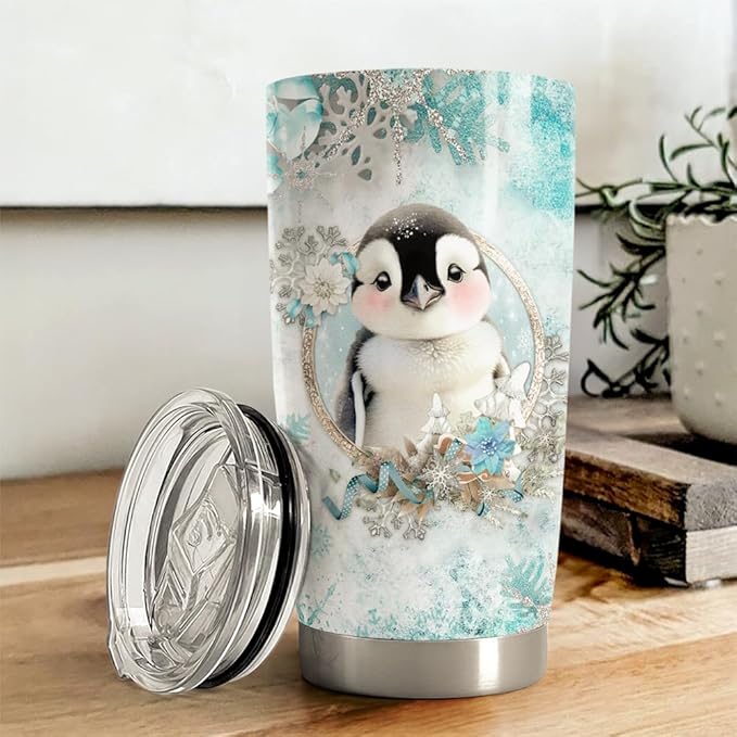 Penguin Tumbler 20oz Stainless Steel Insulated Coffee Travel Mug Cup for Women Girls Penguin Gifts for Birthday Christmas - Bloomnest