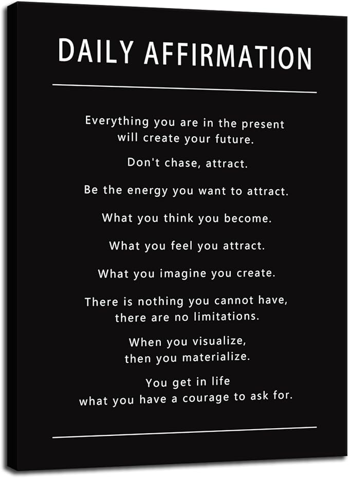 Daily Affirmation Office Decor Motivational Canvas Wall Art Inspirational Entrepreneur Quotes Poster Print Artwork Painting Wall Picture Home Living Room Gym Framed Ready to Hang[18''W x 24''H] - Bloomnest