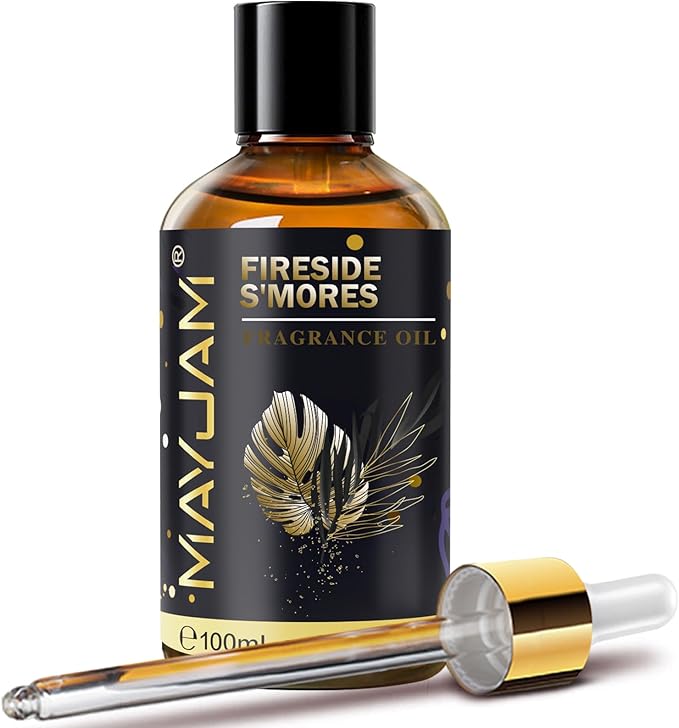 Fireside S'Mores Fragrance Oil Essential Oil, MAYJAM 3.38FL.OZ Fireside S'Mores Oil for Diffusers for Home, Long Lasting Scented Oils for Soap Candle Making - 100ML MAYJAM