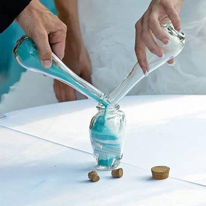 HappyFiller 28 OZ Aqua Blue Sand Unity Sand with Storage Container for Wedding Ceremony,Art Crafts,Zen Garden,Home Decoration,Vase Filler,Party Decor - Bloomnest