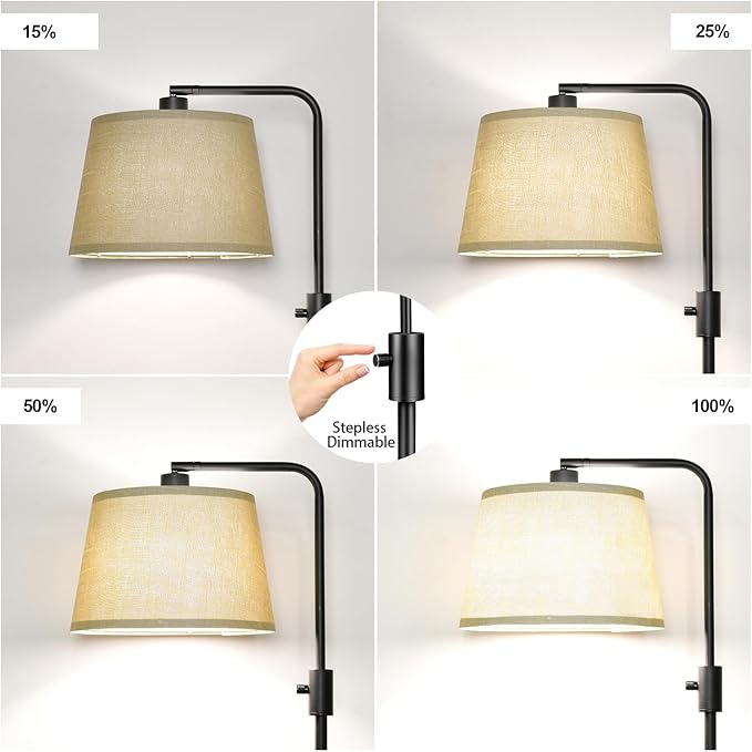 Nintiue Dimmable Floor Lamp, 1000 LM LED Edison Bulb Included, Arc Floor Lamps for Living Room Modern Standing Lamp Tall Lamps for Living Room Bedroom-Champagne - Bloomnest