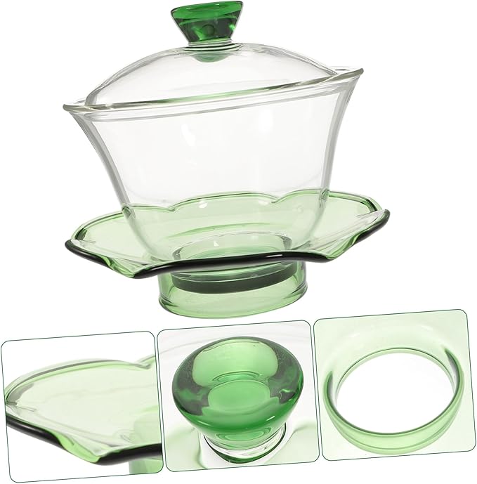 Zerodeko Glass Chinese Tea Bowl with Lid Decorative Tureen Teacup for Brewing Scented and Green Tea Easy-clean Transparent for Home - Bloomnest