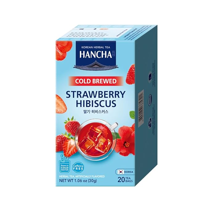 Damtuh Strawberry Hibiscus Cold Brew Tea Bags – Refreshing Fruit Herbal Tea with Real Hibiscus Flowers & Strawberry Flavor – Caffeine-Free Iced Tea for Summer Hydration (1.5g x 20 Count) - Bloomnest