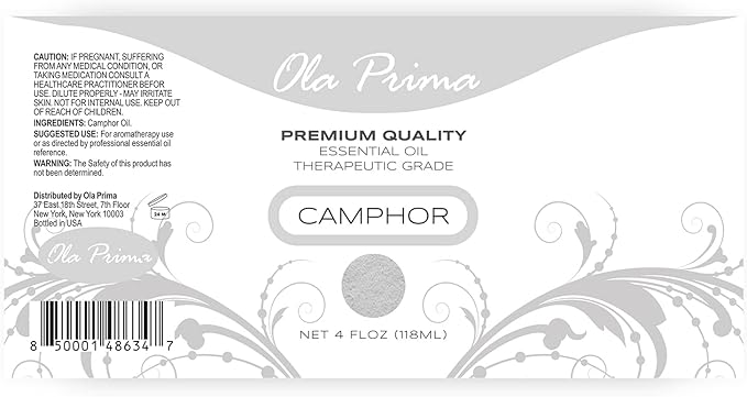 Ola Prima Oil of Youth Camphor Essential Oil - Therapeutic Grade for Aromatherapy, Diffuser, Lymphatic Massage, Hair, Skin - Dropper - 4 fl Ounce - Bloomnest