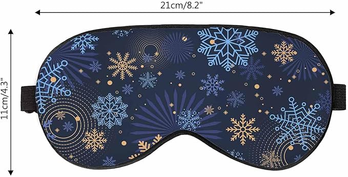 Winter Night Blue Sleep Eye Mask Falling Snow Christmas New Year Festive Beautiful Snowflakes Men Women Sleep Mask with Adjustable Strap Eye Cover Eye Shade for Travel, Nap,Meditation - Bloomnest