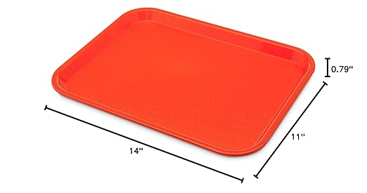 Carlisle FoodService Products CT101424 Cafe Standard Plastic Cafeteria/Fast Food Tray, NSF Certified, BPA Free, 14" Length x 10" Width, Orange (Pack of 24) - Bloomnest