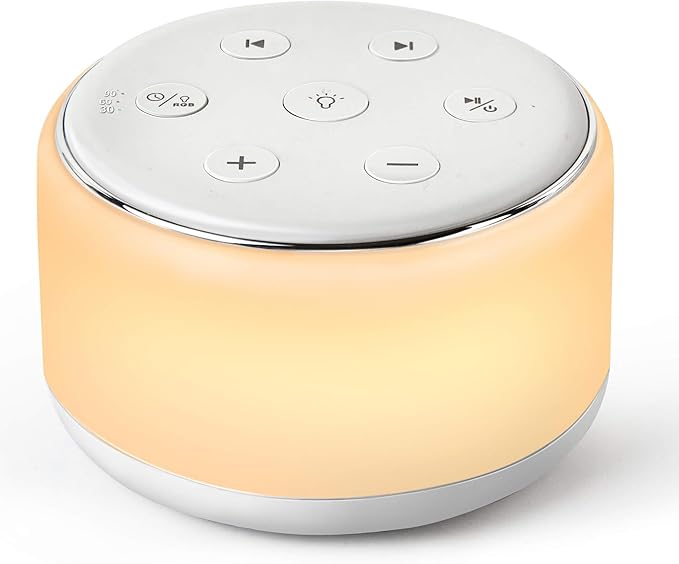 FamiSym White Noise Sound Machine Baby for Sleeping with Night Light – 34 Soothing Sounds, Rechargeable White Noise Machine for Kids Adults, Portable Lullaby Sleep Machine Baby Soother Home Travel