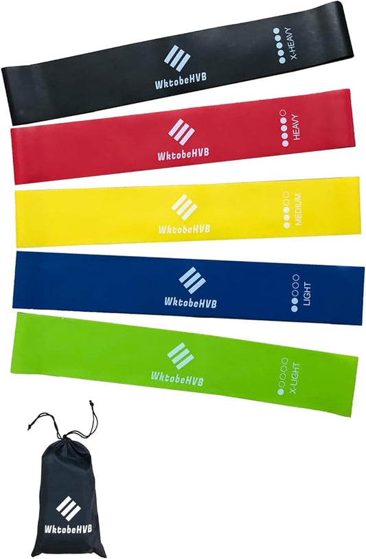 Resistance Loop Exercise Bands-5/10 Pack-10/12 Inch Stretch Bands for Working Out with Carry Bag-Elastic Bands for Physical Therapy, Rehab, Yoga, Pilates and Strength Training at Home or Gym - Bloomnest