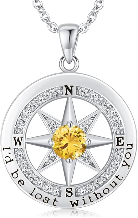 S925 Necklace Gift for Wife |Compass Jewelry |Women Anniversary |Sterling Silver |Girlfriend Birthday Gifts for Her Valentines |I'd be Lost without You |Jewel 18K Gold - Bloomnest