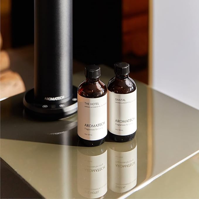 AromaTech Santal & The Hotel Set | Gift Set of Aroma Diffuser Essential Oils Blend of Santal Cardamom, Papyrus, Musk | The Hotel Peach, Red Rose, Pine - 120 Milliliter - Bloomnest