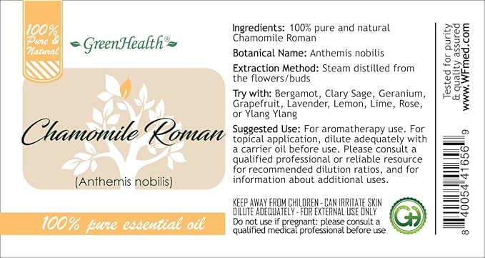 GreenHealth - 5 ml Chamomile Roman Essential Oil - 100% Pure, undiluted
