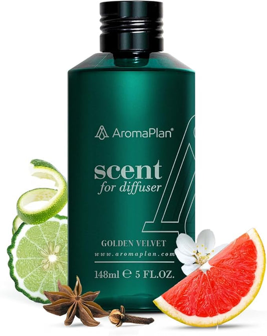 AromaPlan Hotel Scents Golden Velvet 5 Fl Oz (148ml), Home Luxury Aroma & Hotel Fragrance Diffuser Oil- Hotel Diffuser Oil for Aromatherapy- USA Made, Bigger Bottle, Bolder Aroma & Longer Lasting - Bloomnest