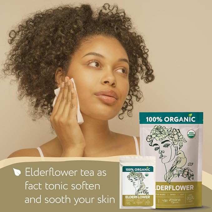 Elderflower Tea Organic (4oz.) - Elder Flowers Dried Herb for Respiratory Health - Loose Leaf Medicinal Tea - Bloomnest