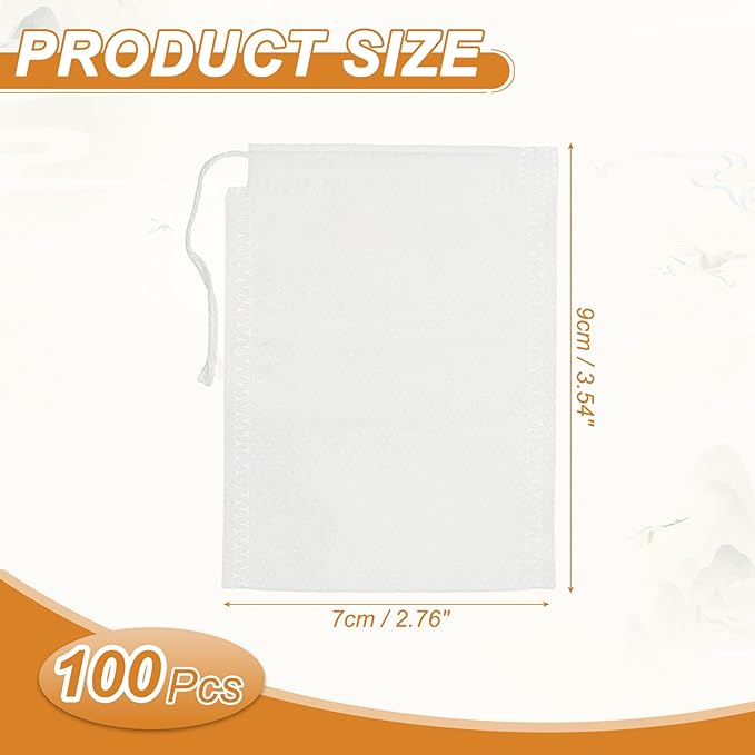 uxcell 100 Pcs Spice Bags for Cooking, 3x3.5 in Disposable Empty Tea Bags Muslin Non-Woven for Loose Leaf Tea Sachet Straining Soups Herbs, White - Bloomnest