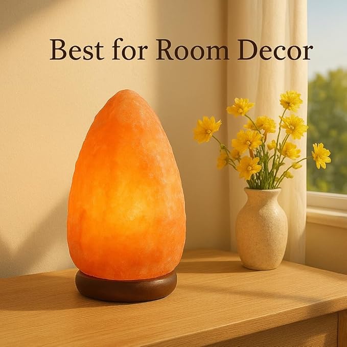 Himalayan Glow Natural Himalayan Salt Lamp, Crystal Salt Lamps, Real Wood Base with Dimmer Switch, Handmade Salt Lamp, Gift Lamp, Holiday Gift, ETL Certified | 6-8 LBS - Bloomnest