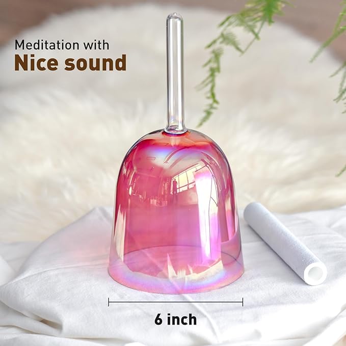 CVNC 432HZ 6 Inch F Note Purple Color Quartz Handle Singing Bowl with Carry Case Bag for Sound Healing and Meditation - Bloomnest
