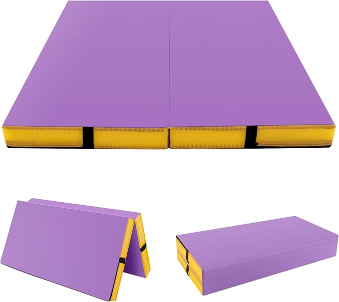Giantex 4' x 4' Folding Gymnastics Mat with Carry Handles, Bio-Folding Tumbling Mat for Kids & Cheerleading - Bloomnest