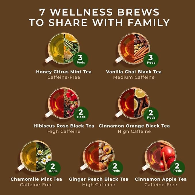 Gya Tea Co Get Well Soon Tea Pod Collection Gift Set (16 Count) - Different Flavors Assorted Variety Pack - Bloomnest