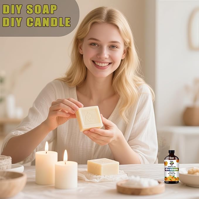 Orange Essential Oil (4 oz/120 ml) — Orange Oils for Aromatherapy, diffusers, humidifiers, Home fragrances, DIY Skincare, soap Making, DIY Candle Making, Relaxation, Yoga, and Meditation GV77ZFESSENTIALOILBUYNOW