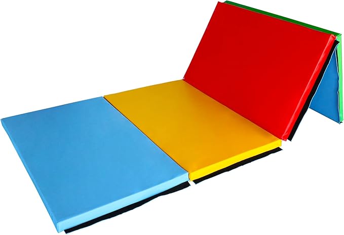 BalanceFrom 10x4 Feet 4-Panel Folding Gymnastics Mat – 2-Inch Thick Pad with Vinyl Surface and Carrying Handles for Tumbling, Yoga, Pilates, Home Workouts, and Martial Arts - Bloomnest