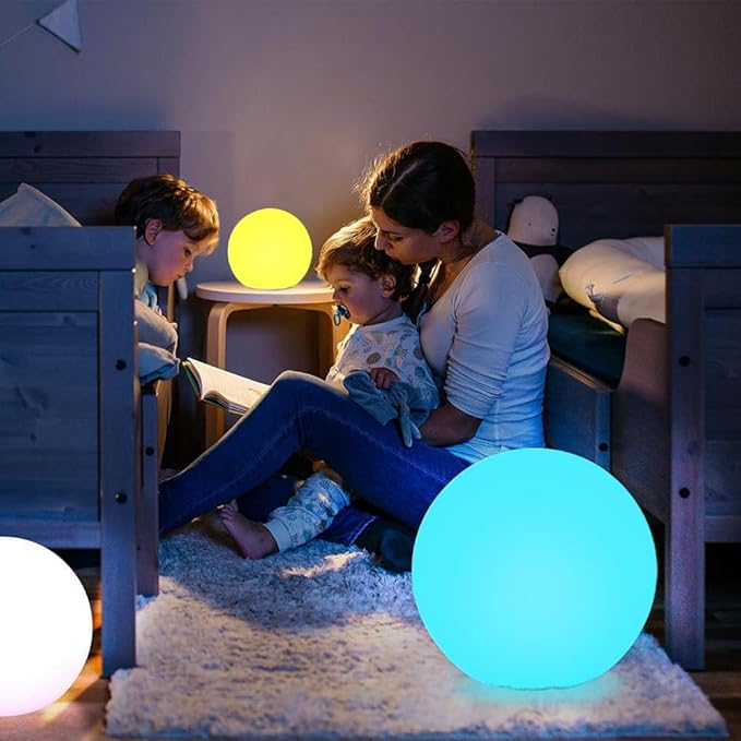 Globe Floor Lamp, 14-in Rechargeable LED Ball Light Globe Light w/Remote, Versatile Glowing Orb Mood Lamps Waterproof Outdoor Orb Lamp, Dimmable RGB Color Changing Light Up Ball for Home Garden Yard - Bloomnest