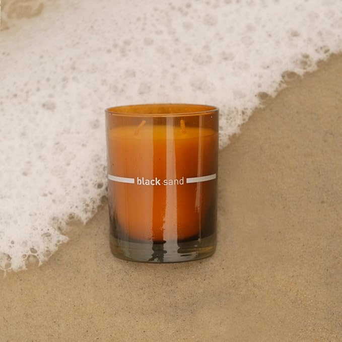 FINN & CO. Black Sand Scented Candle - Soy Wax Blend with Beach Inspired Fragrance - Long Lasting & Clean Burn - Elegant Glass Jar Candle for Home Decor, Aromatherapy & Gifting | 9.5 oz - Bloomnest