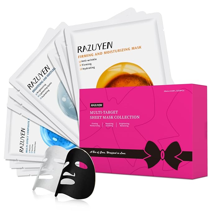 Face Sheet Masks, 9 Variety Packs, Peptide, Vitamin C & Panthenol B5, Antiaging, Brightening,Soothing Facial Skincare Gift Set for All Skin,Moisturizing Mask Set, Valentine's Day Gifts for Her - Bloomnest