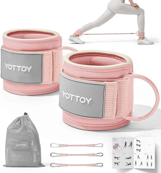 YOTTOY Ankle Resistance Bands with Cuffs, Adjustable Ankle Straps for Leg & Glute Workout, Butt Exercise Bands for Cable Machines Women, Perfect for Hip Fitness & Booty Training