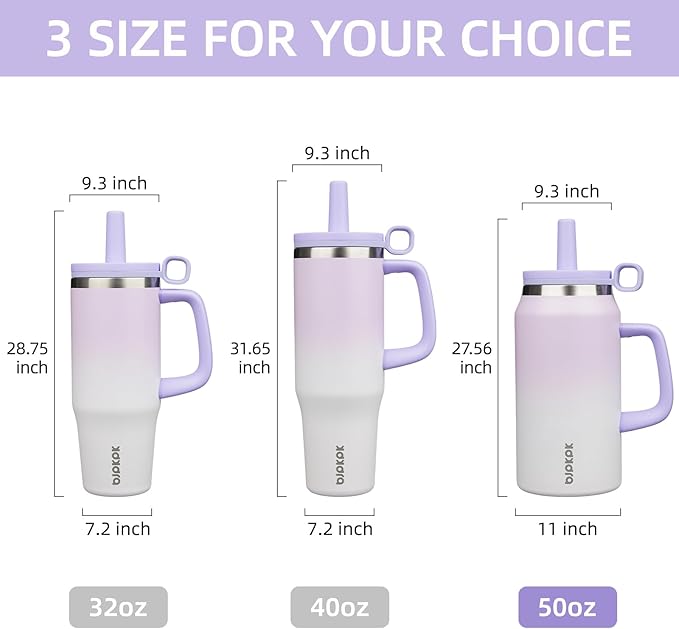 BJPKPK 50oz Insulated Tumbler with Handle Stainless Steel Travel Coffee Mug With Lid Reusable Large Water Bottle with Straw,Purple Pearl - Bloomnest