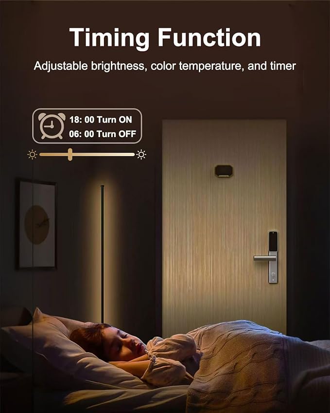 Keepsmile Smart RGB LED Corner Floor Lamp,Bright Tall Standing Lamps with APP and Remote,Modern Floor Lamp with Music Sync and 16 Million Colors, Ambient Lighting for Living Room Matte Black 2 Pack - Bloomnest