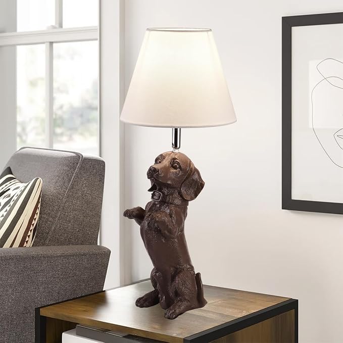 Dachshund Dog Table Lamp Cute Modern Resin Desk Lamp Creative Brown Puppy Nightstand Lamp for Living Room Bedroom Corner Kid’s Room Office - Bloomnest