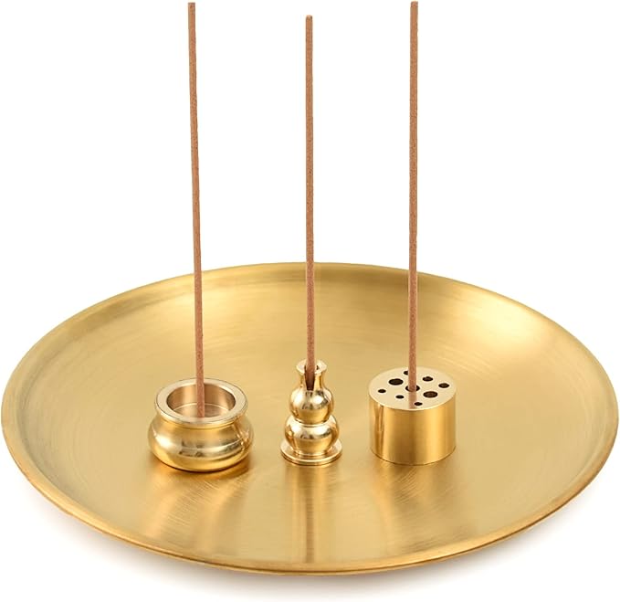 4 in 1 Stick Incense Burner, 5.5 Inch Brass Incense Holder, Incense Cone Holder for Tower Incense, Incense Coil Indoor Outdoor Use - Bloomnest