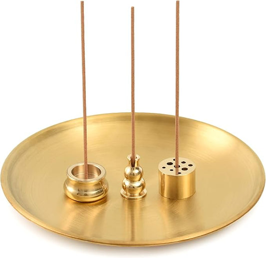 4 in 1 Stick Incense Burner, 5.5 Inch Brass Incense Holder, Incense Cone Holder for Tower Incense, Incense Coil Indoor Outdoor Use - Bloomnest