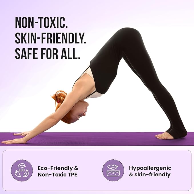 MHW - Live Well Thick Non-Slip Yoga Mats for Home Workout – Eco-Friendly Cork & TPE Yoga Mats | Extra Wide, Long, Foldable, Odorless Exercise Mats with Strap & Bag – Travel-Friendly & Portable