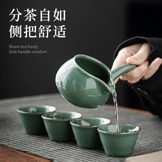 Chinese Gongfu Tea Gift Set Service Automatic Handmade Stone-Mill Design Porcelain Tea Pot 6 Cups Japanese Kung Fu Tea for Adults Men Women Tea Ceremony Party Home Office Decor - Bloomnest