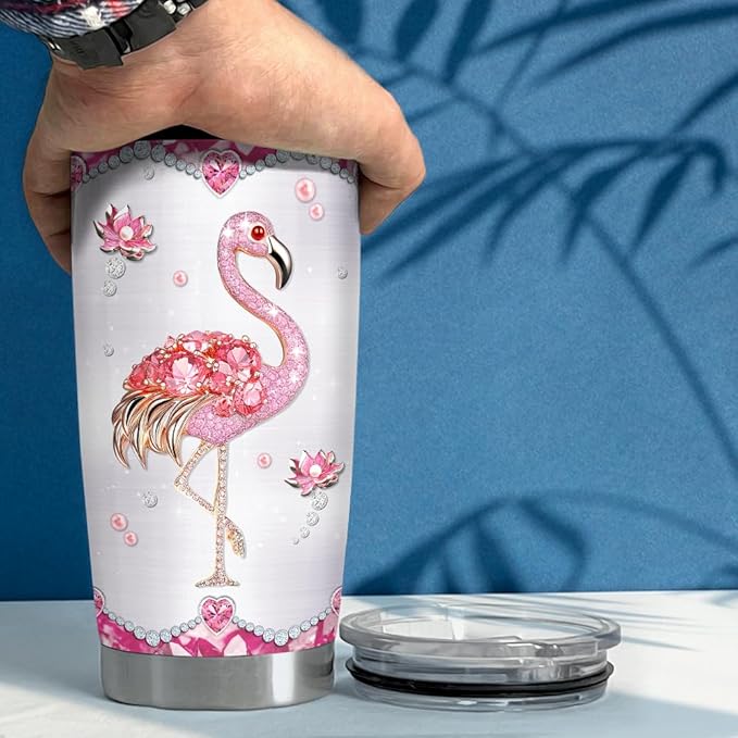 Flamingo Gifts for Women Girls Pink Flamingo Tumbler 20oz Jewelry Drawings Stainless Steel Insulated Tumblers Coffee Travel Mug Cup Gift for Birthday Christmas - Bloomnest