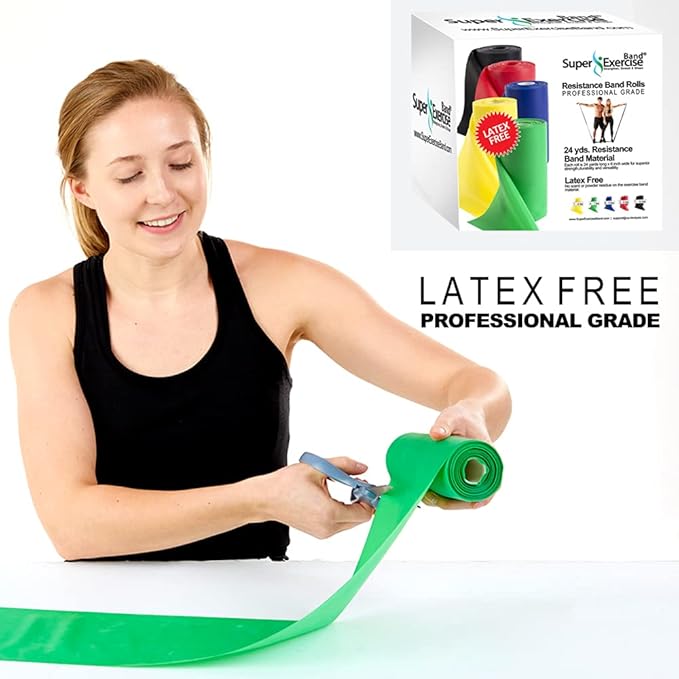 Resistance Band for Working Out - 8,16,24 Yard Resistance Bands Bulk Rolls - 10 Strengths in Light Medium and Heavy Exercise Bands - Latex Free Workout Bands Including iPhone App and e-Book - Bloomnest