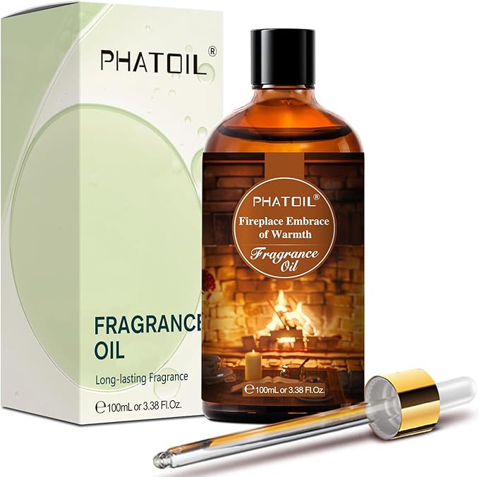 PHATOIL Fireplace Embrace of Warmth Fragrance Oils for Aromatherapy, 3.38FL.OZ Diffuser Oils for Home, Perfect for Aromatherapy, Humidifiers, Yoga, DIY Candle and Soap Making - 100ml - Bloomnest