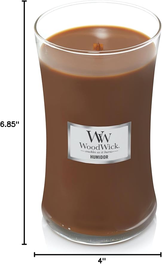 WoodWick Humidor Gifts for Women and Men, 21.5 oz Large Hourglass Candle with Crackling Wick - Bloomnest