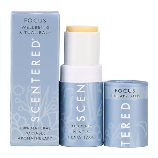 Scentered Aromatherapy Balm Stick for Focus & Concentration - Roll On Essential Oils Blend - 100% Natural: Rosemary, Mint, Clary Sage in Shea Butter - Aromatherapy Gifts for Women - Bloomnest