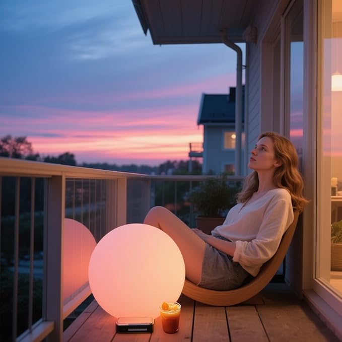 16 Inch Ultra-Fun LED Ball Light, Rechargeable Globe Floor Lamp w/Remote, 16 RGB Color Changing LED Glowing Orb Light, Waterproof Outdoor Ambiance Lighting, Pool Party Garden Patio Decor - Bloomnest