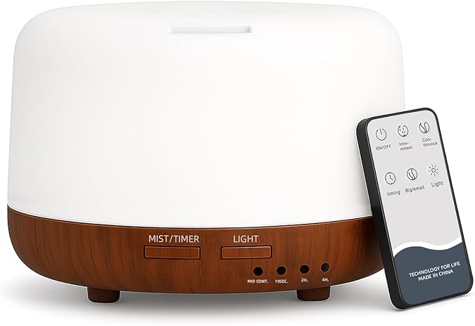 300ML Essential Oil Diffuser for Home, Aromatherapy Diffuser with Remote Control, 7-Color LED Light and 4 Timers, Quiet Auto-Off, Easy to Use for Bedroom Office - Bloomnest