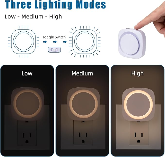Warm Night Lights Plug into Wall, 4 Packs Dimmable Night Light with Dust to Dawn Sensor, Automatically Turn on and Off, Gentle Glow Nightlight for Bathroom,Bedroom,Stairs,Kitchen,Hallway,Warm White - Bloomnest