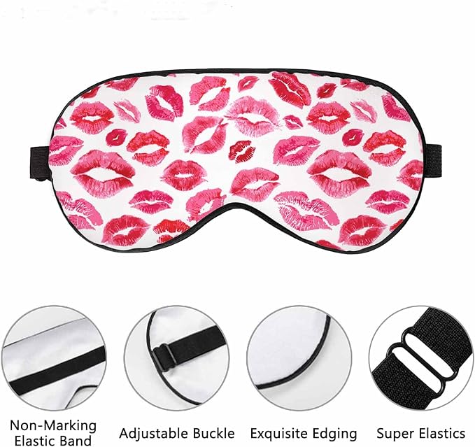 Kiss Sleep Eye Mask Lipstick Red Pink Lips Men Women Sleep Mask with Adjustable Strap Eye Cover Eye Shade for Travel, Nap,Meditation - Bloomnest