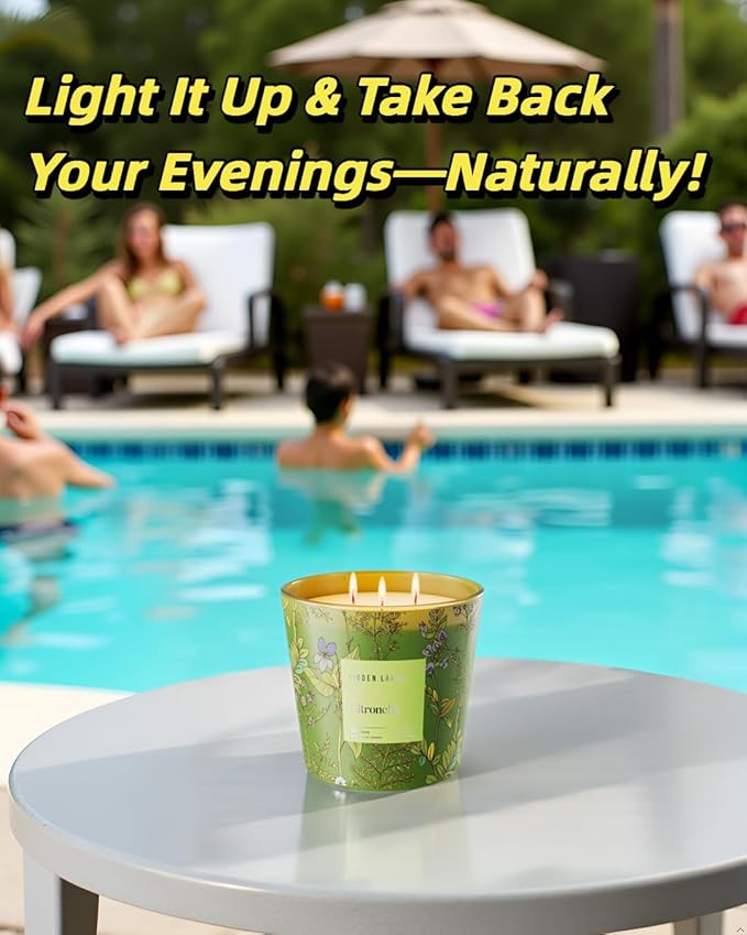 Citronella Candles Outdoor Large, 3-Wick / 30oz Large Soy Candle, Long Lasting Highly Scented,Candle for Patio, Garden & Camping, Summer Camping Huge. - Bloomnest