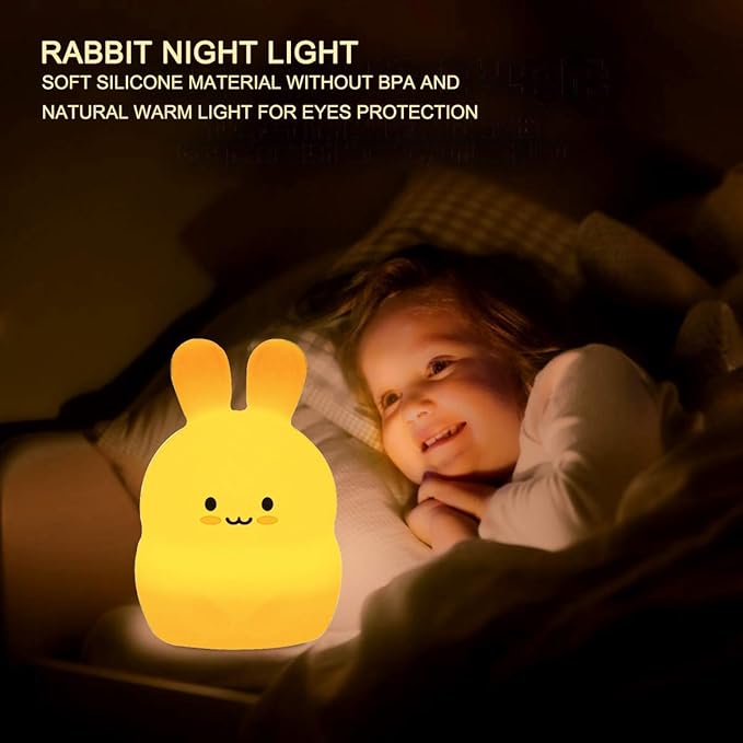 Rabbit Night Lights for Kids, Babies Nursery Lamp, Kids lamp, Child Bedroom Bedside Lamp, Changeable Brightness & Color Children's Table Night-Lights, Holiday Gifts, Child Gift - Medium - Bloomnest