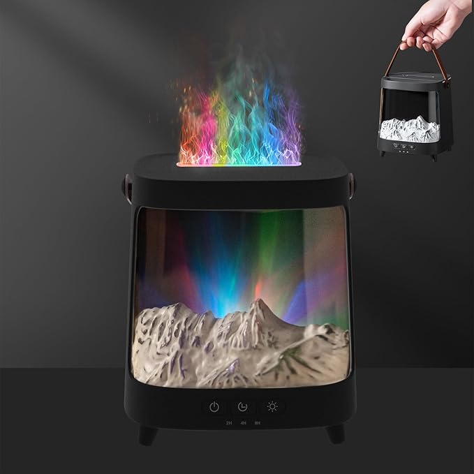 Essential Oil Diffuser, Upgraded Portable Aurora Flame Aromatherapy Scent Aroma Diffusers, 200ml Ultrasonic Cool Mist Humidifiers, Timer & Auto-Off for Home, Room - Bloomnest