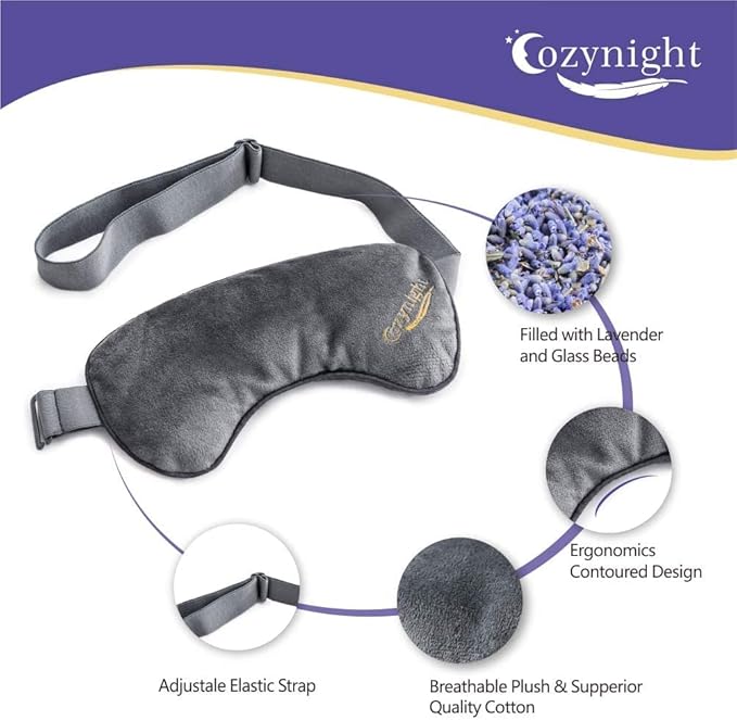 Cozynight Weighted Lavender Eye Mask for Sleeping, Yoga, Dry Eyes, Headache, Migraine Relief - Great Relaxation Gifts for Mom, Dad, Women, Men - Aromatherapy Lavender Eye Pillow Gift - Bloomnest