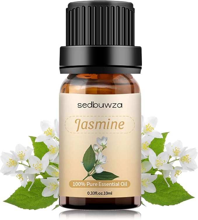 Sedbuwza Jasmine Essential Oil, Pure Organic Jasmine Fragrance Oil for Diffuser, Humidifier, Soap, Candle, Perfume Sedbuwza